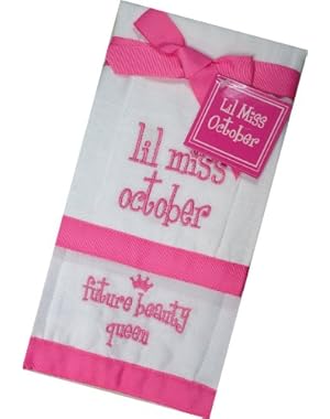 Lil Miss October Future Beauty Queen Baby Burp Bib Cloth Cotton Towel - Set of 2
