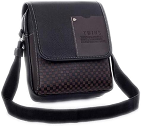 Shoulder Crossbody Bags For Men Messenger Bag Leather Pu Plaid Small Male Black Men's Bag black