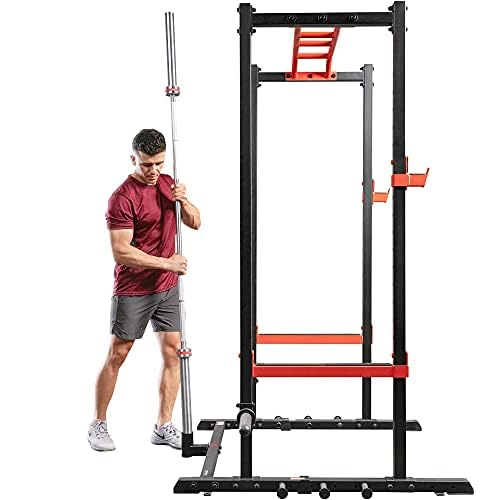 Sunny Health & Fitness Power Cage Squat Rack Upgrade Attachments, Dip Bar, Plate Bar Holder, Belt Squat, J Hook, Lat, Adapter, U Ring, Pull Up Bar, Landmine, Captain's Chair, Tricep Rope For Home Gym