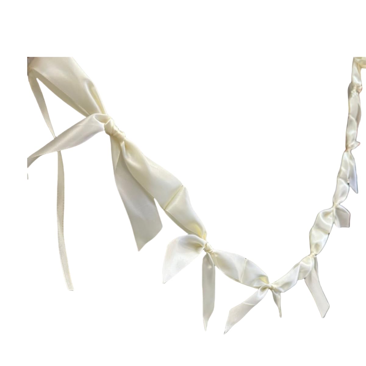 1 Pack 5.4 ft Bow Banner Bow Garland for Birthday Baby Shower Anniversary Wedding Party Decoration (white)