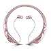 Bluetooth Headphone, Wireless Neckband Headset, Sport Sweatproof with Retractable In-ear Earbuds, Noise Cancelling Stereo Earphones with Mic for iPhone/ Android Cellphone (pink gold)