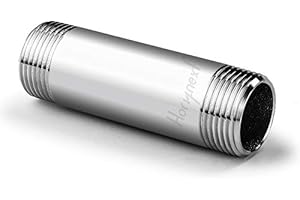 Horiznext stainless steel 304 pipe nipple npt 1/2 male threaded cast fitting, 4 inches length tube sleeve extension connector, schedule 40 conduit hose adapter