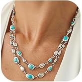 XIAOMOJEW Colorful Beaded Necklace for Women Boho Layered Turquoise Choker Statement Necklace Punk Jewelry