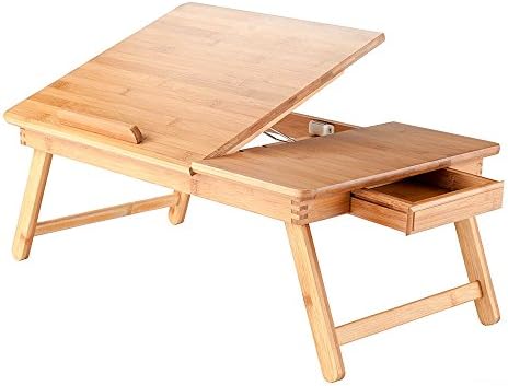 Naibang Laptop Desk Portable Folding Foldable Lap Tray Bed Adjustable Table Stand Bamboo