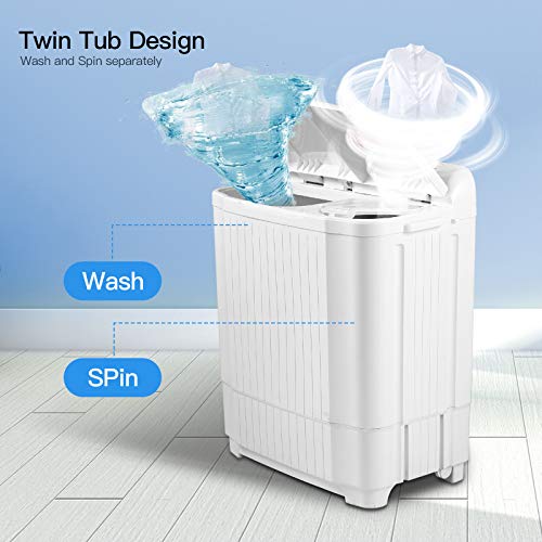 Nictemaw Portable Compact Mini Washing Machine, TwinTub Washing Machine 21.5lbs with Soaking
