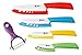IEOVO 9 Piece Ceramic Knife Set - Multi Color Ceramic Cutlery Kitchen Knives with Peeler - White Blade