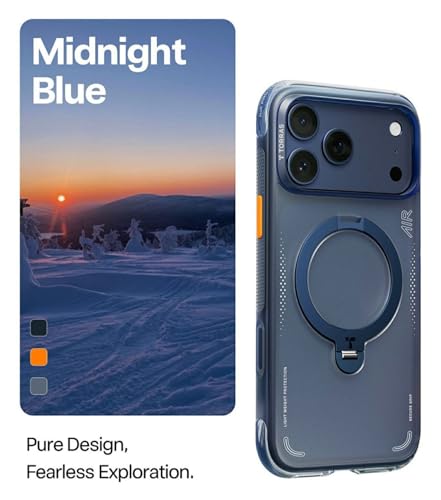 TORRAS Ostand Q3 Air for iPhone 17 Pro Max Case with 360 Magnetic Stand, Fit for Magnetic, Mil-Grade Drop Tested, Camera Control Button, Shockproof Phone Case for iPhone 17 Pro Max 6.9", Deep Blue