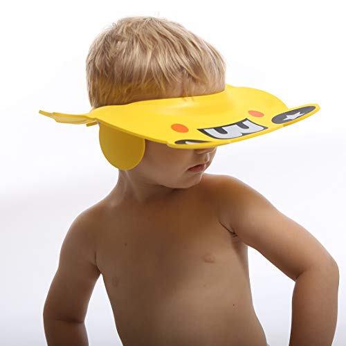 OLEWELL Baby Shower Bathing Cap, Adjustable Shower Cap Kids, Infants Soft Protection Funny Safety Visor Cap for Toddler Children (Yellow)
