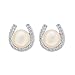 EVER FAITH 925 Sterling Silver CZ 8MM AAA Freshwater Cultured Pearl Lucky Horseshoe Stud Earrings Clear