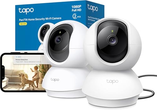 TP-Link C200P2 360° Überwachungskamera für den Innenbereich, 1080P, Nachtsicht, Bewegungserkennung, Zwei-Wege-Audio, kompatibel mit Alexa&Google Assistant, für Babys/Haustiere, 2 stück C200