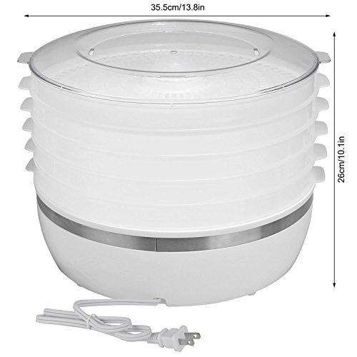 Food Dehydrator Machine - BPA Free Drying System With Five Nesting Tray - For Beef Jerky Preserving Wild Food and Fruit Vegetable Dryer in Home Kitchen (White) - Thumbnail 5