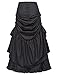 Belle Poque Steampunk Victorian Punk Ruffled Skirt Asymmetric Skirt Black M