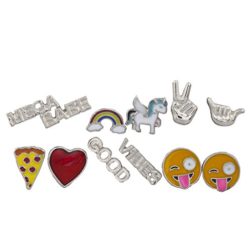 Lux accessories silvertone emoji rainbow verbiage novel…