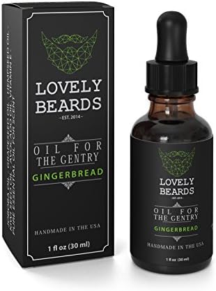 Lovely Beards - 100% Organic &amp; Natural, Unrefined COLD PRESSED Beard Oil – Vegan, Gluten &amp; Nut-Free - Gingerbread Scent