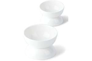 ABRUTY Cat Food Bowl, 16 OZ Ceramic Elevated Cat Dish, 15° Tilted and Raised Pet Water Bowl, Anti Vomiting Protect Pets' Spines and Whisker Fatigue