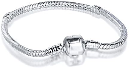 TREEND24 Elegant Ladies Silver Shiny Beads Charm Bracelet Stainless Steel Charm Bead Charmarmband Changeable Jewellery Silver Rhinestone Original Pand Gift Love Watch Jewellery Bracelet