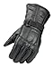 Raider Black Leather Gauntlet Motorcycle Riding Gloves for Men and Women (Size Medium)