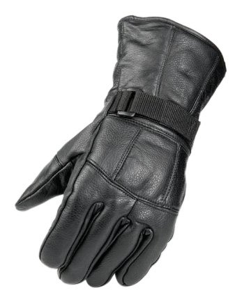 Raider Black Leather Gauntlet Motorcycle Riding Gloves for Men and Women (Size Medium)