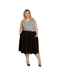 Astra Signature dama Plus Tamaño banda elástica en la cintura algodón color sólido de alta cintura falda skater