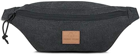 Fanny Pack Bum Bag Women & Men Anthracite - JOHNNY URBAN"Toni" Hip Bag Made of Cotton Canvas for Festivals & Sports - Hipster Belt Bag Crossbody Bumbag Waist Pack Travel Carrier Water-Repellent
