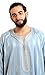 Moroccan Men One size Lounge wear Caftan Handmade Gandoura Cotton Blend Delicate Embroidery Grey
