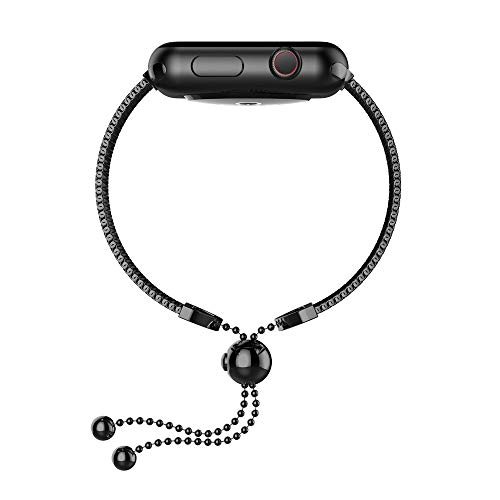 Buyeverything for Apple Watch 40mm Bands - Milanese Stainless Steel Bracelets Replacement Band Adjustbable Metal Wristband Straps Accessories for Apple Watch Series 4 40mm Women Men (Black) - Thumbnail 4