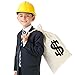 3pcs 11.4x15.3 Inches Large Canvas Money Bags for Party, Costume Money Bag Prop with Dollar Sign, Money Sacks for Halloween Bank Robber Pirate Cowboy Cosplay Theme Party