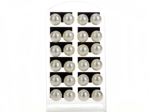 Imixlot 12 Pairs10mm White Round Ball Stud Earrings Charming Hypoallergenic Ear Studs