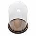 MyGift 8-Inch Clear Cloche Bell Glass Dome - Decorative Tabletop Centerpiece Cloche Jar Case with Rustic Dark Brown Wood Base, Set of 2