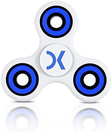 Doc Kinetic Fidget Spinner Prime Widget Toy 3 - 5 Min White and Blue New 2017 Model 606 Hybrid Ceramic Bearing Long Silent Spin ADHD Autism Stress Anti-Anxiety Helps Focusing Learning or Just Relaxing
