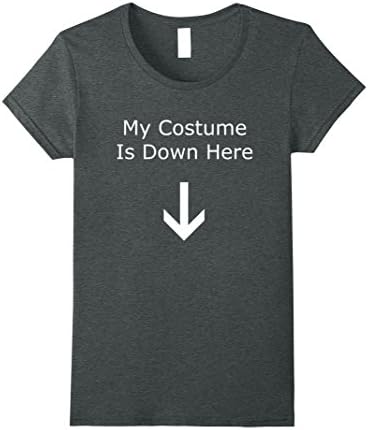Womens Funny Dick Humor My Halloween Costume Is Down Here Arrow Tee XL Dark Heather