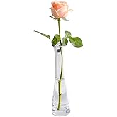 Hand-Made Blown Art Bud Glass Vase Small Glass Vase Single Stem Vase for Flower and Office Bud Home Decor (Clear)