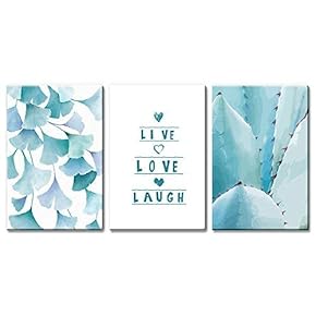 3 Panel Ginkgo Leaves and Tropical Plant with...