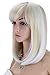 Kalyss Women's Short White Blonde Bob Wig With Hair Bangs Straight Heat Resistant Yaki Synthetic Hair Wig for Women