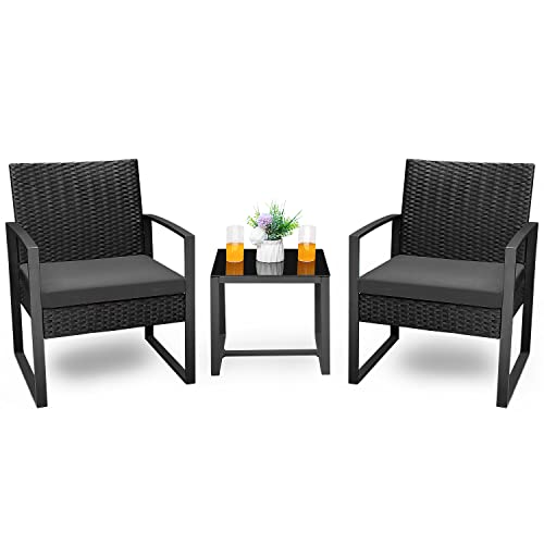 Homall Balcony Furniture Patio Chairs Set Of 2 With Table 3 Piece Patio