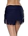 JOYMODE Women's Shirred Skirted Bikini Bottom Tassels Swim Skirt