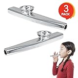 ArtCreativity 4.75 Inch Metal Kazoo - Set of 3 - Fun Humming Musical Instrument for Kids and Adults - Durable Music Toys - Cool Birthday Favors, Party Noisemakers Supplies, Goody Bag Fillers