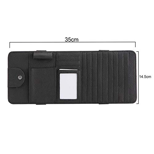 idain PU Leather Car Sun Visor CD Holder Organizer Case Storage Clip,Pen Glasses CD Card Holder Storage Pouch, Black - Thumbnail 3
