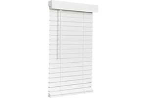 Lotus & Windoware Cordless Faux Wood Blind, Smooth, Bright White, Privacy Slats, Blinds for Indoor Windows, 30" Wide x 54" Long