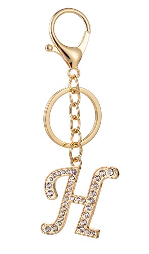 Keychain for Women AlphaAcc Purse Charms for Handbags Crystal Alphabet Initial Letter Pendant with Key Ring
