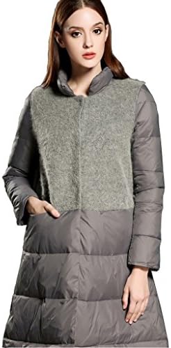 ZENB Womens Wool Patched Long Down Coat Warm Coats Small