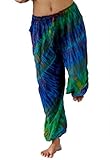 Treasures of Thailand Real Tie Dye Pants Unisex Harem Hippy Beach Casual Wear Blue