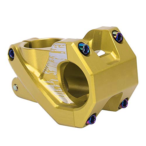 Bike Handlebar Stem 31.8mm Aluminium Alloy Hollow Handlebar Stem Cycling Mountain Bike Handlebar Riser(Yellow)