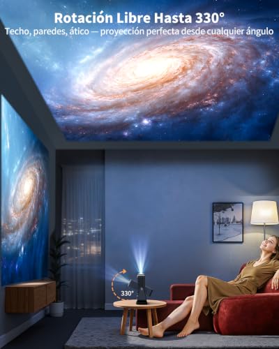 Portable Projector 【Netflix Ready+Direct TV】 Projector 4K App Integrated Auto Focus/Keystone 1080P FHD Native with HDR10, 330° Rotation WiFi Bluetooth Mini Projectors Projector Home Cinema/Outdoor