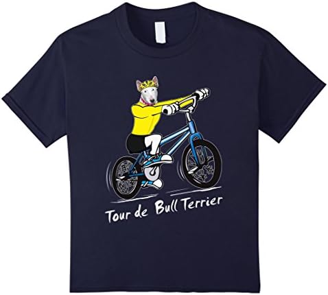 unisex-child Funny Tour de Bull Terrier bicycle race T-shirt 6 Navy