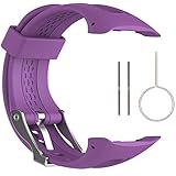 QGHXO Band for Garmin Forerunner 10/15, Soft Silicone Replacement Watch Band Strap for Garmin Forerunner 10/15 GPS Watch (Purple, S-Display Size: 0.81