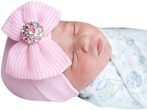 Evelin LEE Newborn Baby Girl Cute Pretty Bow Flower Pearl Hospital Hat