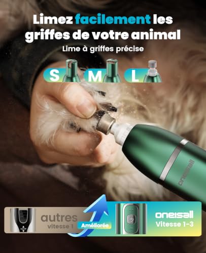 oneisall 4 in 1 Professional Dog Clipper, Silent Dog Clipper <49db, Cordless Dog Paws Clipper Paws Body Eyes Ears Face (Silver) (Green)