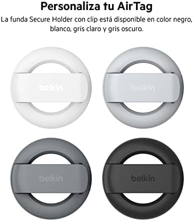 Funda para Apple AirTag con Clip, Carcasa Protectora Secure Holder con Llavero, Anillo con Llavero para Air Tag con Cobertura antiarañazos, Gris Oscuro