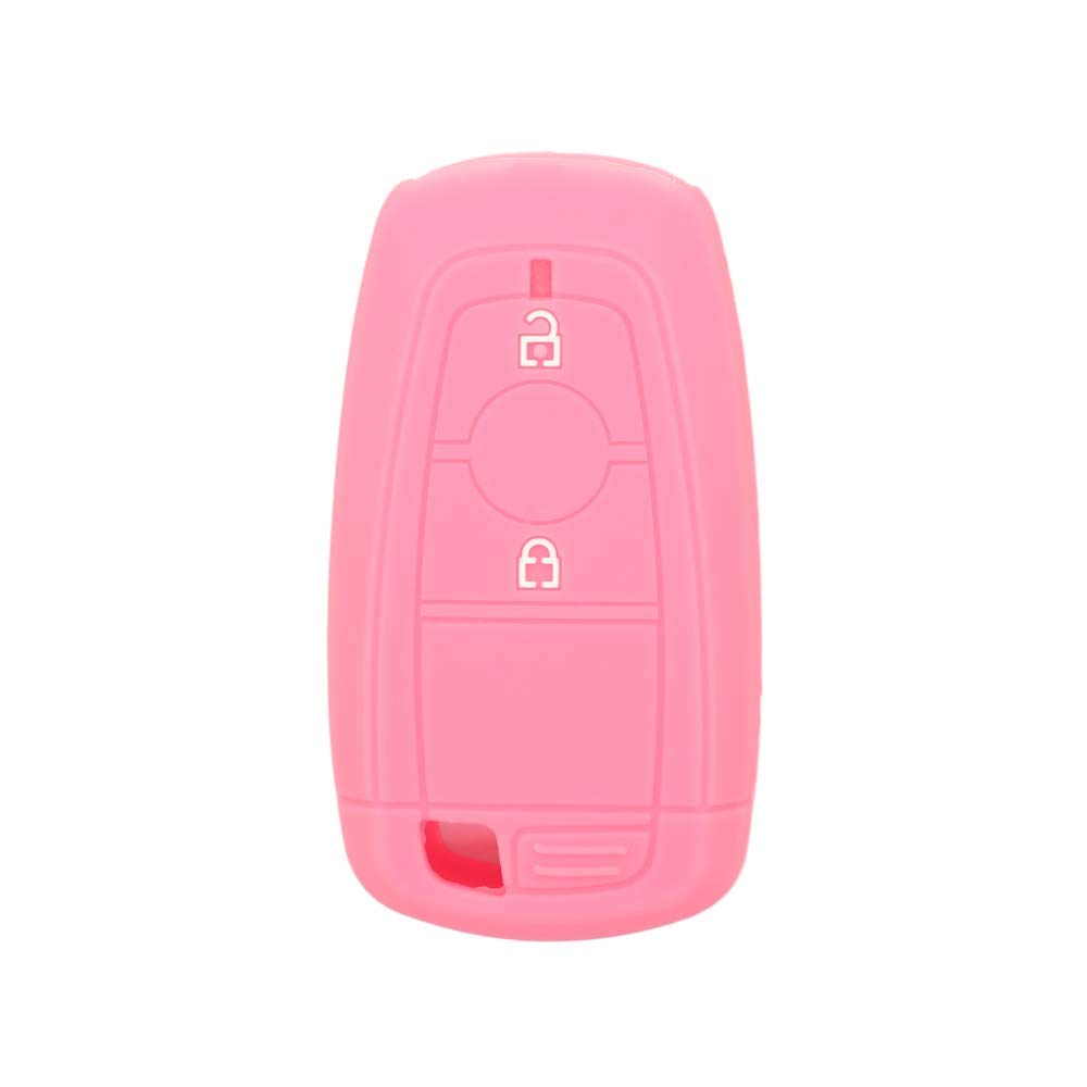 BROVACS Silicone Cover Protector Case Holder Skin Jacket Compatible with FORD EcoSport Mondeo Edge 2 Button Smart Remote Key Fob CV4712 Pink